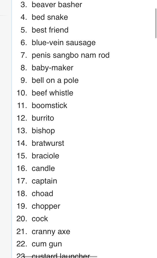 Lauren Duca on X: OK, someone went a little ham with the penis synonyms on  Wikipedia  / X