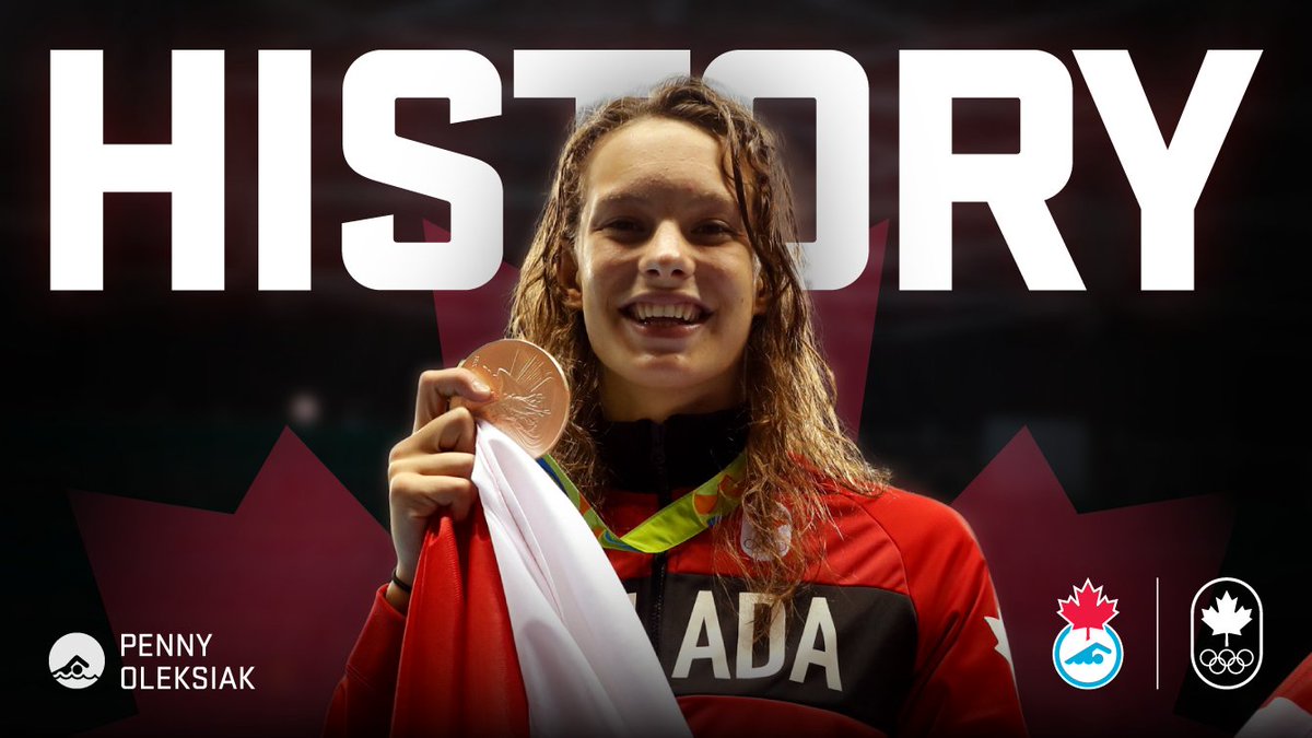 Gold &amp; medal no. 4. <a href="/OleksiakPenny/">Penny Oleksiak</a> makes #TeamCanada #Olympics &amp; #swimming history: bit.ly/2aLbVeM