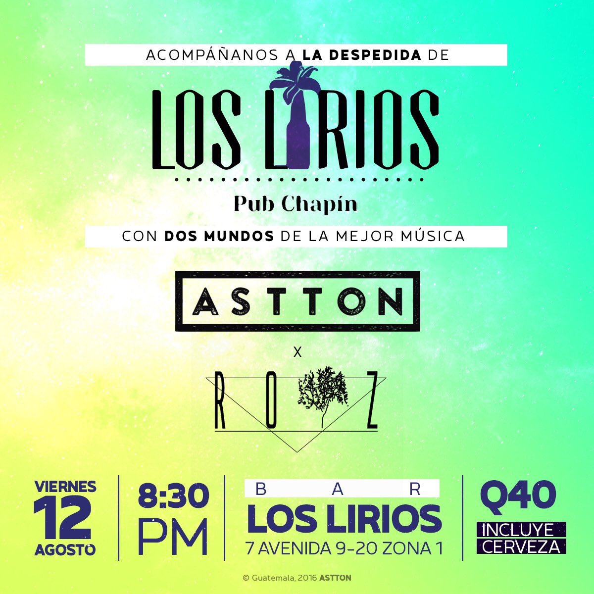 guatecultural's tweet photo. Viernes 12 🎤
Buena Musica con @ASTTONgt @ROTZMusic  
en @barloslirios Entrada Q40 8:30PM https://t.co/yr4zdS4btg