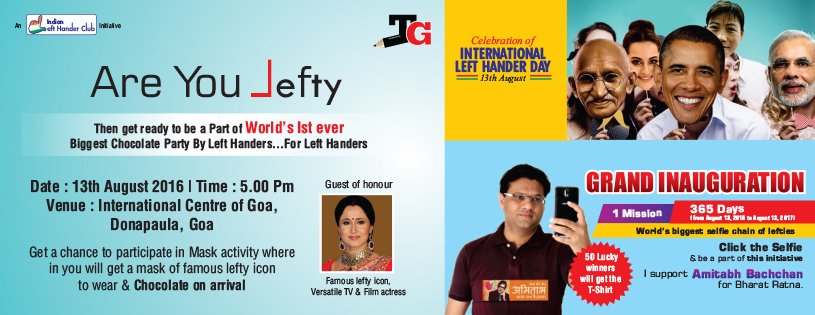 ilefthander's tweet photo. Are you all ready to be a part of the Grand Inauguration of the World's biggest selfie chain of lefties? #lefties https://t.co/5fh7MlI6O5