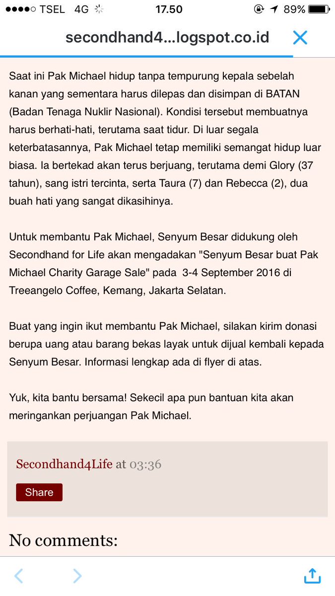 __azza's tweet photo. Pak Michael sedang berjuang melawan tumor dan kanker otak yang dideritanya. Bantuin yuk :) https://t.co/oL3SjiGc7D