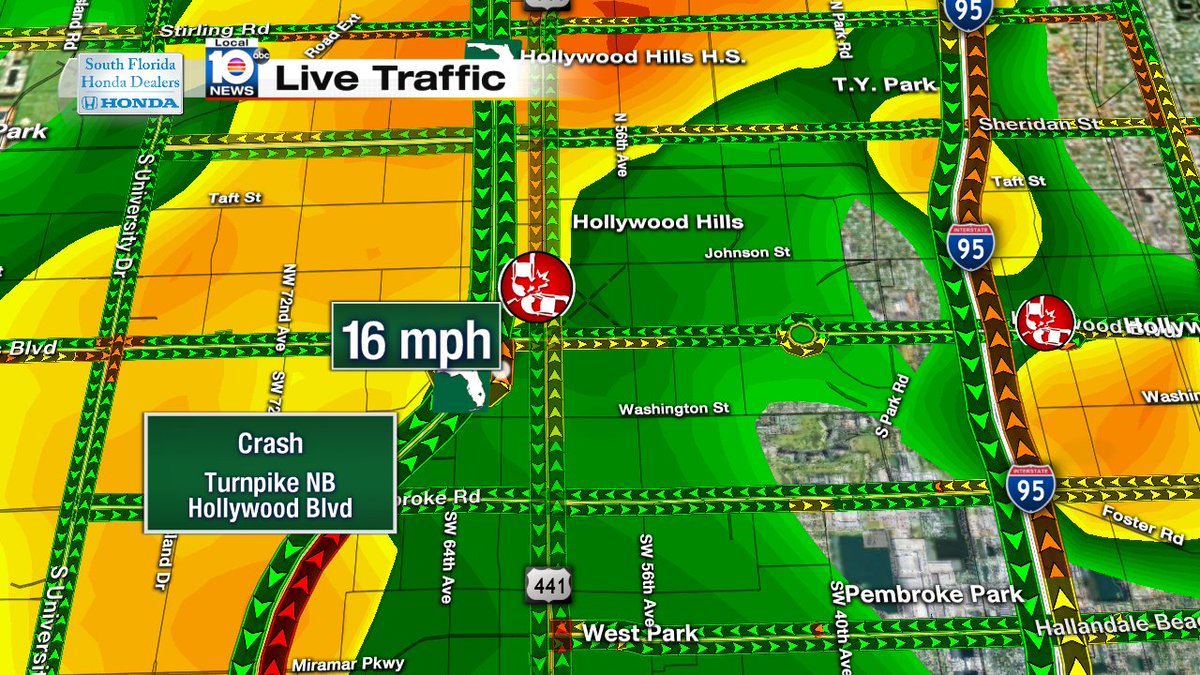 Crash on Turnpike NB and Hollywood Blvd #TRAFFIC https://t.co/pIj852Tm0O