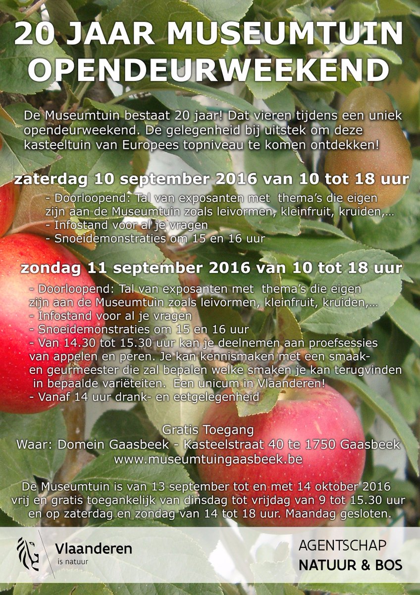 gdekinder's tweet photo. Za 10 en zo 11 sept #opentuin weekend in museumtuin van Gaasbeek https://t.co/EvJZYovYVB #fruitleivormen https://t.co/kRxZKgf8ye