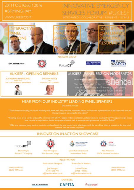 UK_999Forum's tweet photo. #UKIESF @UK_999Forum #Emergency #services #innovation #collaboration https://t.co/gKlG1fx50D