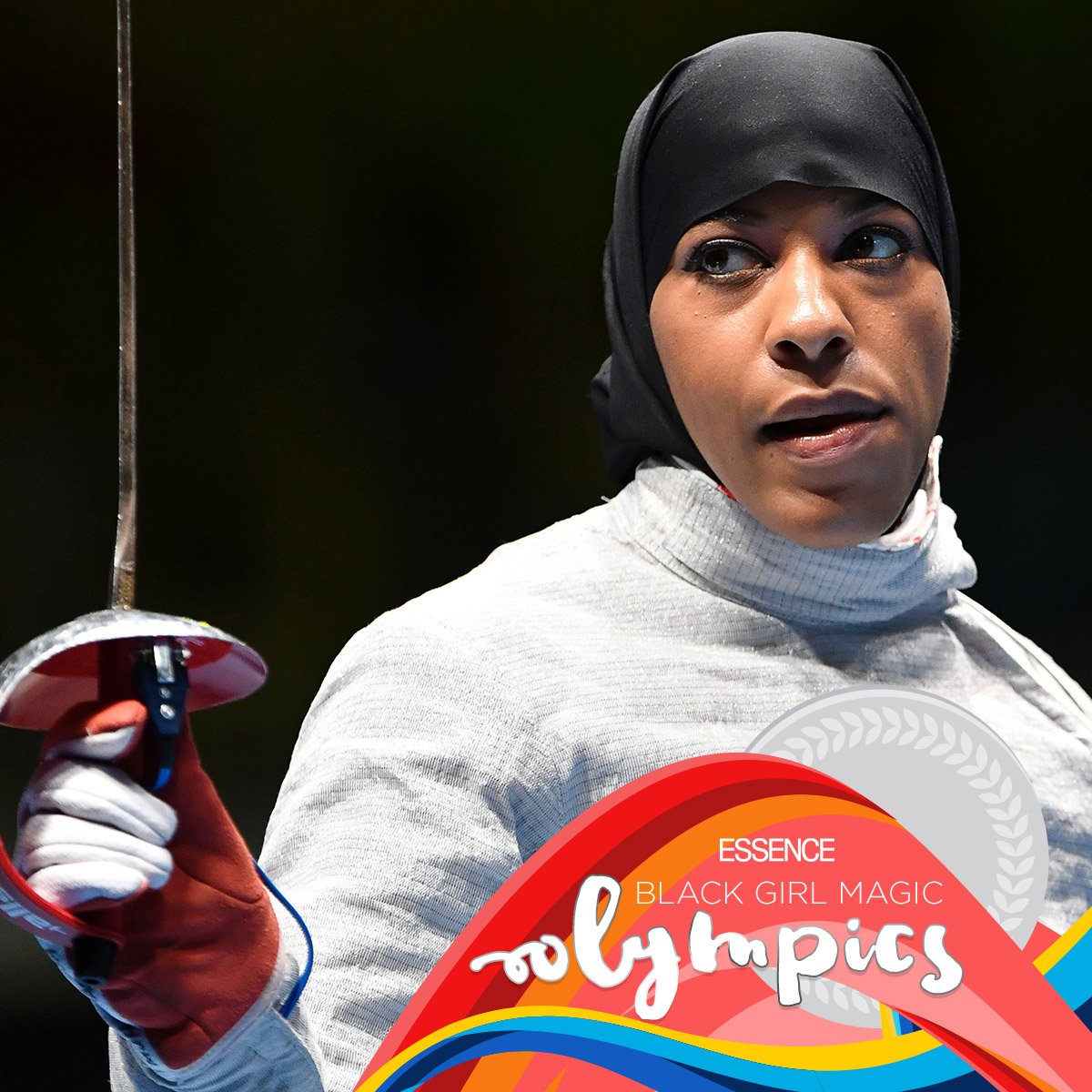 Essence's tweet photo. For @IbtihajMuhammad, the Olympics was more than medals. It's about showing Muslim girls they can do anything. https://t.co/Ny2EJ2E5Gs