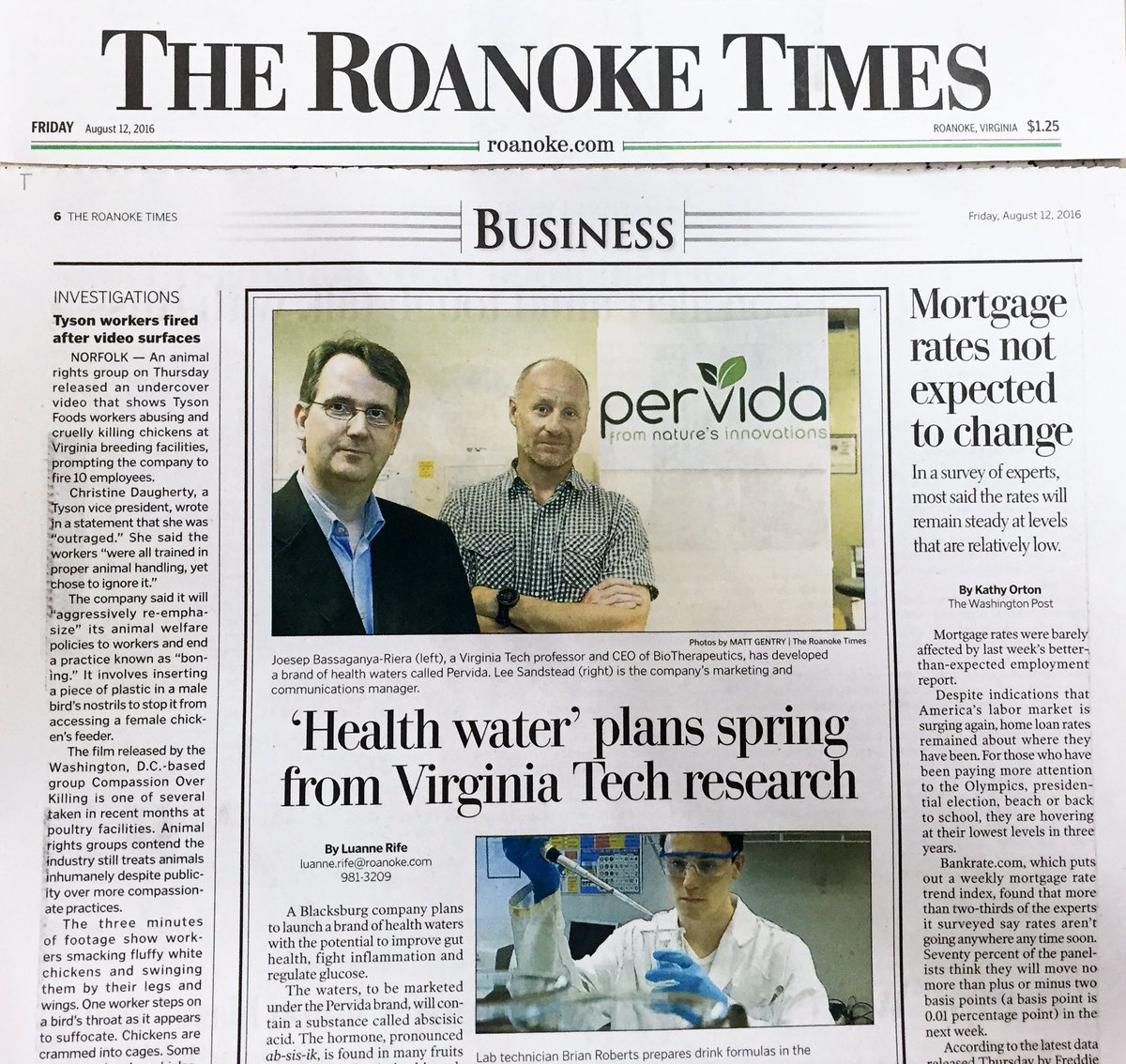 BioTherap's tweet photo. Thanks @VTCRC and @virginia_tech ! #PervidaHealth has launched! Read full story: https://t.co/TFzoWITtEt https://t.co/108Pgiy0pi