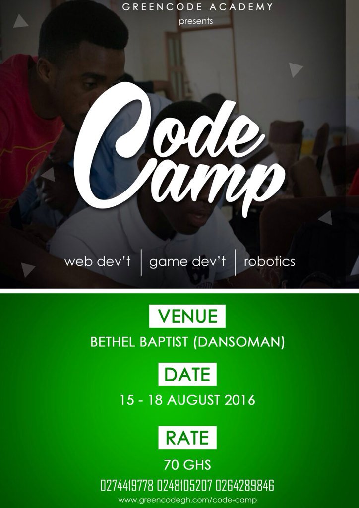 greencodegh's tweet photo. Code Camp is coming soon !
https://t.co/ab2XrIdQZ5 https://t.co/C9CwblvbCC