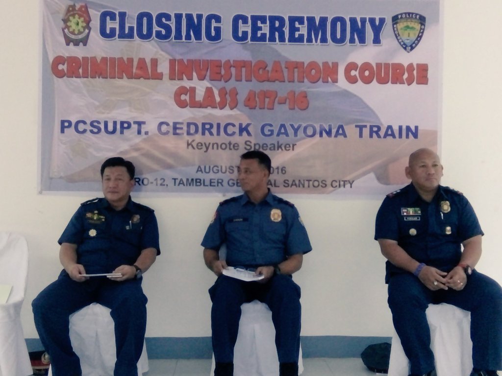rdpro12's tweet photo. ATM:PCSUPT TRAIN graces the closing ceremony of Criminal Investigation Course https://t.co/Txh8gw1AUW