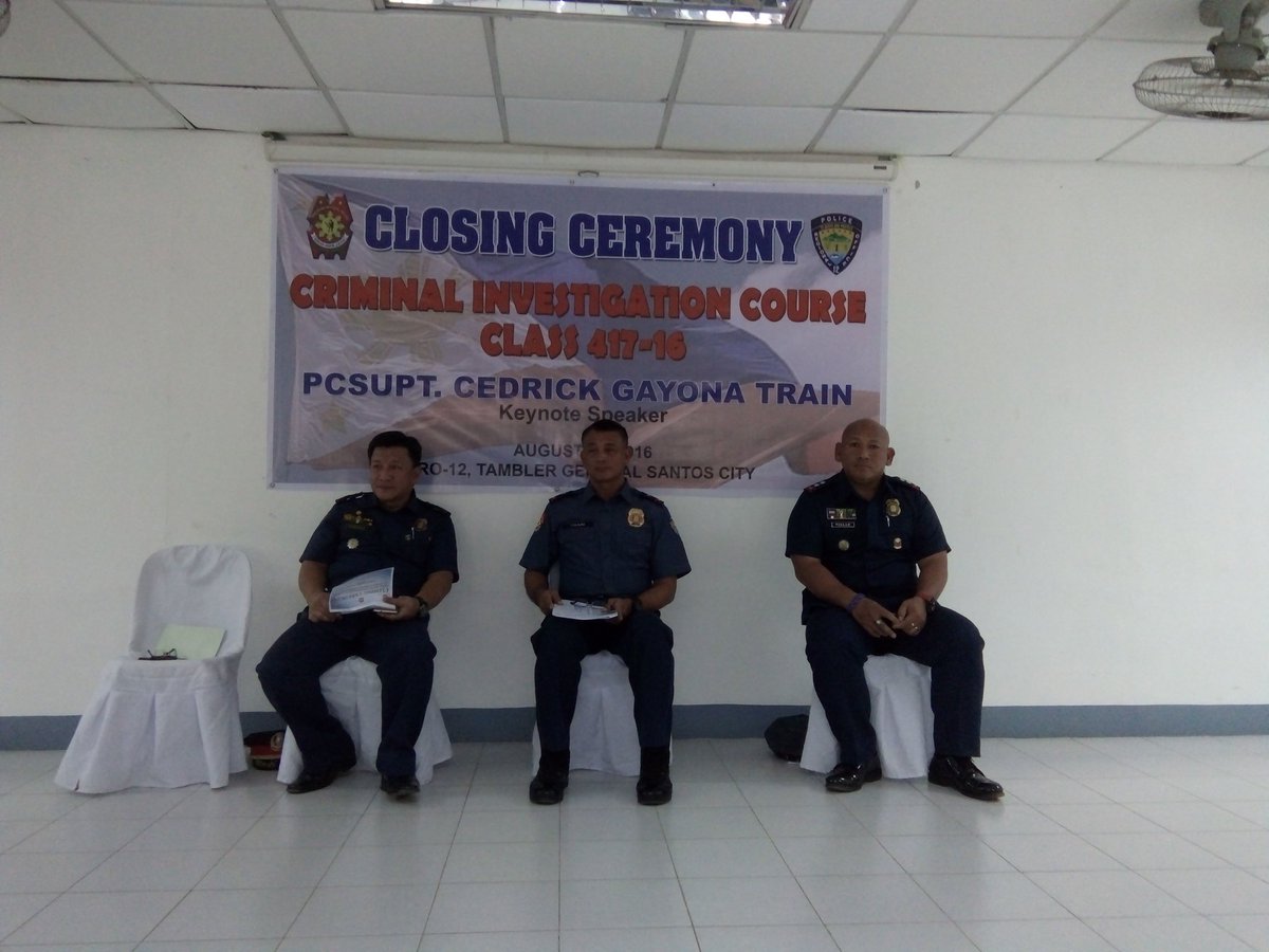rdpro12's tweet photo. ATM:PCSUPT TRAIN graces the closing ceremony of Criminal Investigation Course https://t.co/Txh8gw1AUW