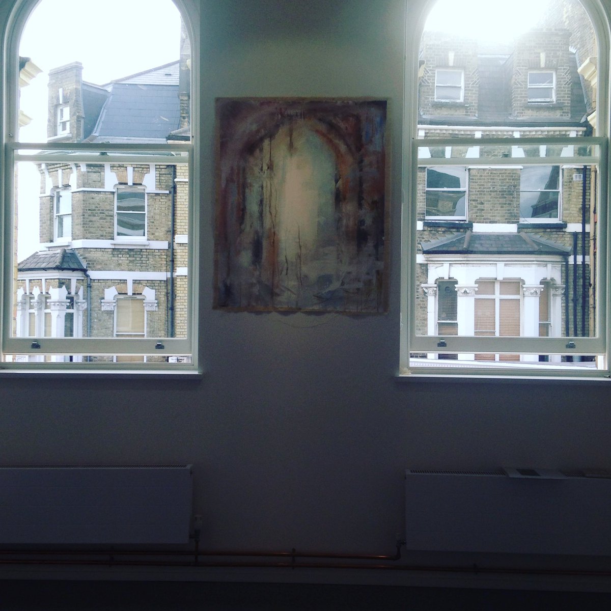 romermary's tweet photo. Bit of magic hanging between Georgian Windows. #WestHampstead cool area of #london #art #Paintspace #painting https://t.co/Itb5UXTM8m