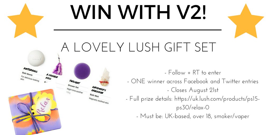V2CigsUK's tweet photo. Time for a #giveaway! We’re treating one lucky winner to a luxury Lush gift set! Follow + RT to enter #FreebieFriday https://t.co/Wh7mWXnZtr