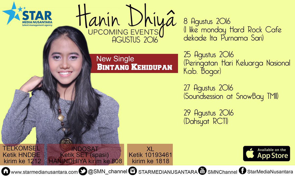 SCHEDULE <a href="/Hanindhiya_tys/">Haneen</a> 
|| <a href="/yusantya/">Yusanthia nugraha</a>  <a href="/SMN_Channel/">Star Media Nusantara</a> <a href="/WarnerMusicID/">WarnerMusicID</a>