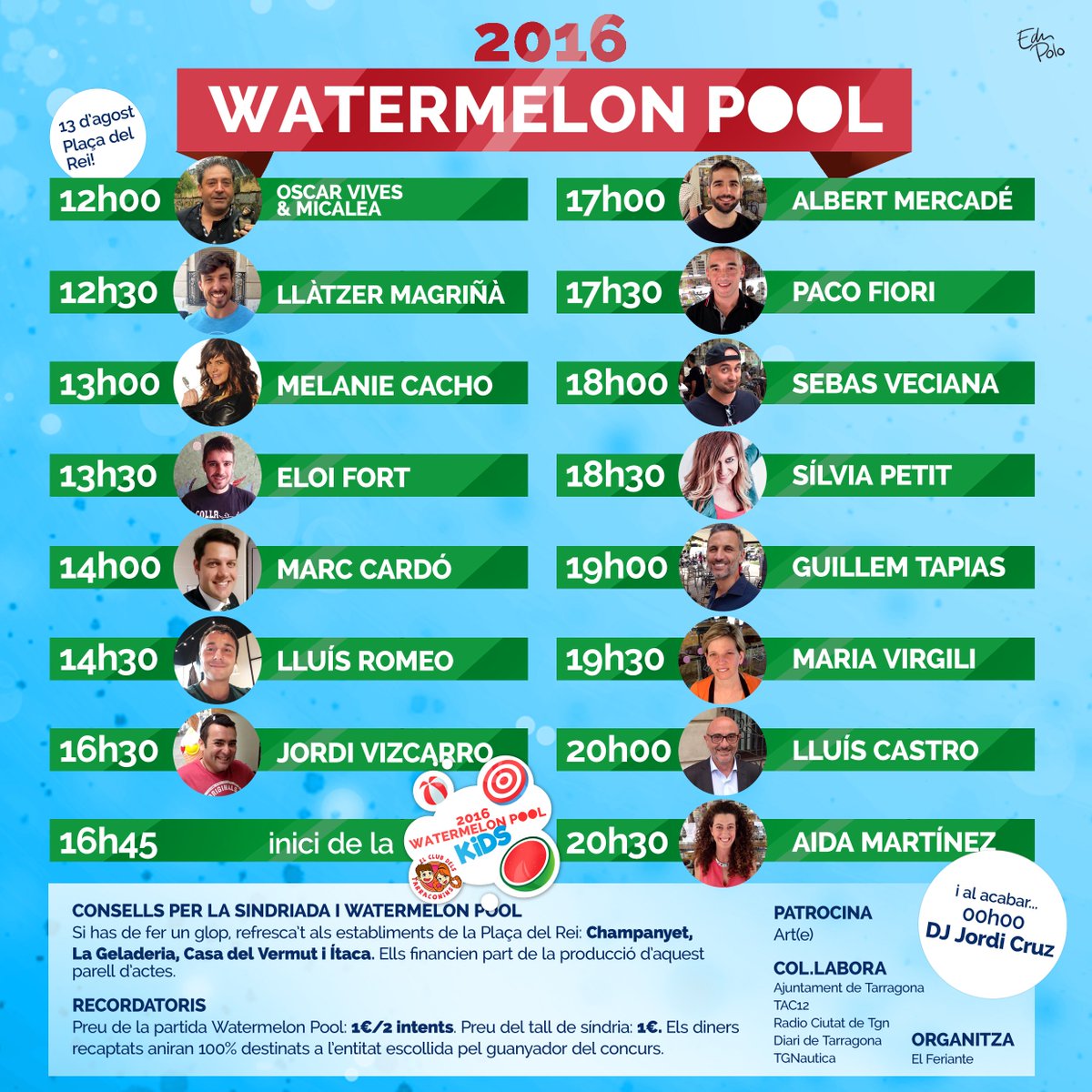 Ja tenim els horaris de la #WatermelonPool. Si voleu llençar al vostre candidat, aneu-vos apuntant l'hora! 🍉🎯