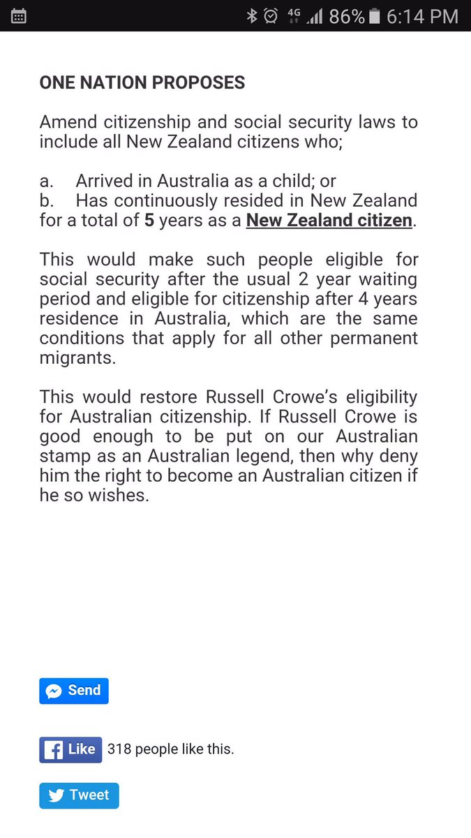 alparmeter's tweet photo. @russellcrowe have you seen this on the @onenation page? Don't let them use your name! #russellgate #auspol https://t.co/iIPH2WSUif