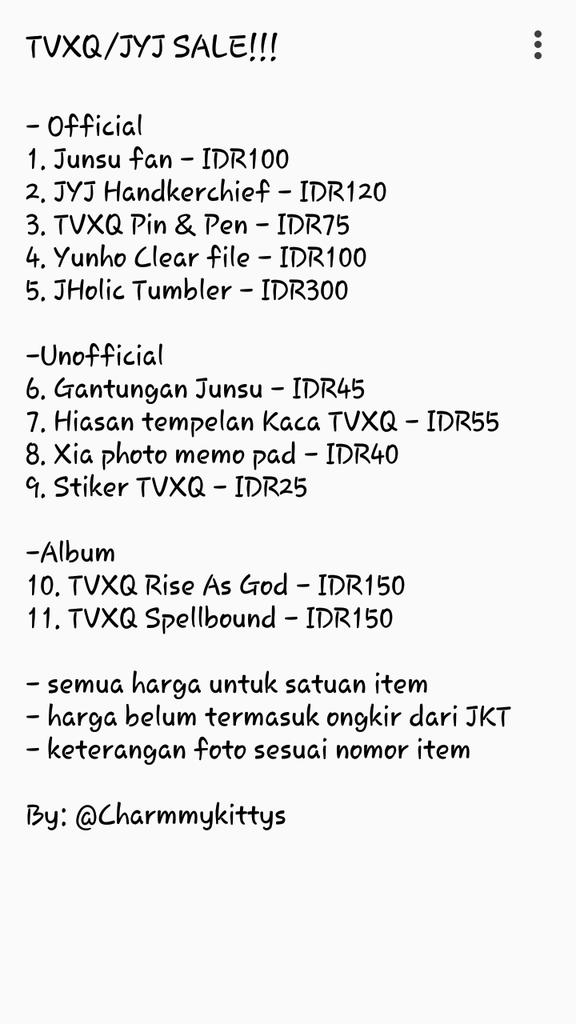 CharmmyKittyS's tweet photo. 🎉TVXQ/JYJ SALE!!!🎉
ALBUM🌟OFFICIAL GOODS🌟UNOFFICIAL GOODS. STOCK TERBATAS!
DAFTAR BARANG &amp; HARGA SILAHKAN CEK 👇 https://t.co/gT66lbTY2A