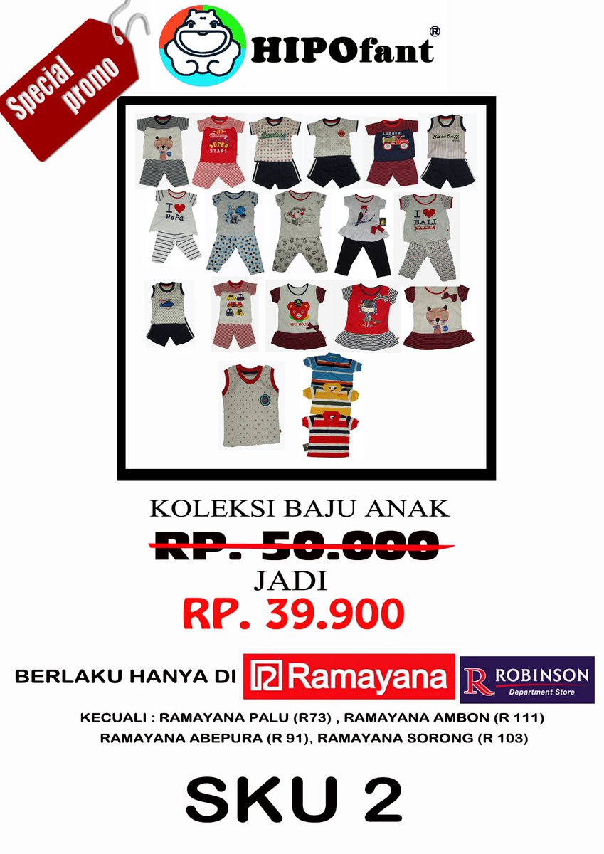 hipofant's tweet photo. HIPOfant
Ramayana Dept. Store 12-31 Agust'16
Rp.50.000 jadi Rp.39.900
Kecuali:Ramayana Palu, Ambon, Abepura, Sorong https://t.co/2EhMz2baVw