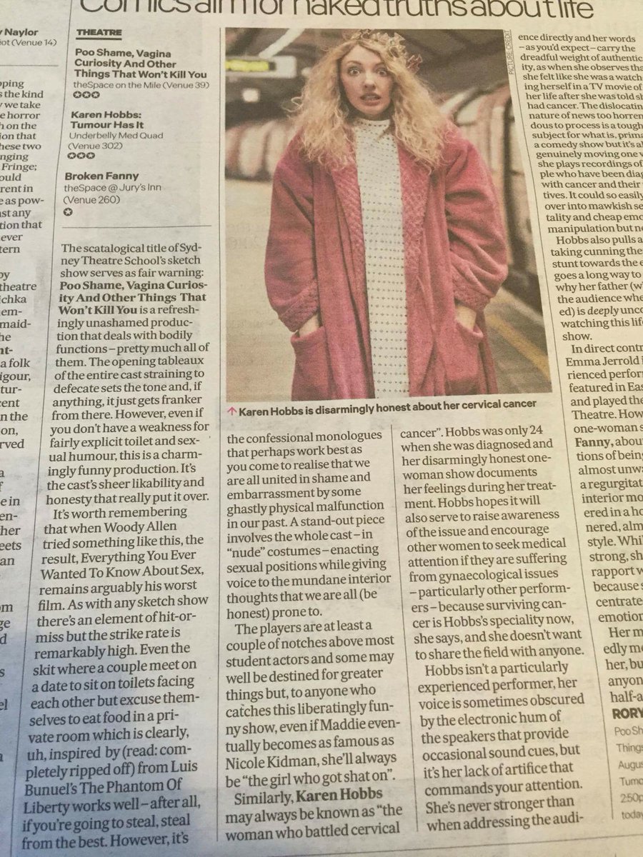 pooshameshow's tweet photo. @TheScotsman thx for the great review! Only TWO more @pooshameshow 12.25pm today &amp; 8:55pm 2moz. Get to it! #edfringe https://t.co/1rcPPM4LjP
