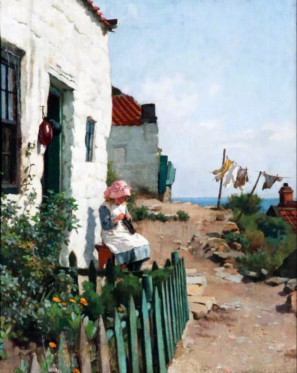 LuciaTassan's tweet photo. At the cottage door
Charles Haigh Wood, 1886
Have a peaceful weekend, Charmaine 
💙🌺🐦🌿💚
@charbhardy https://t.co/Shugkv45Ei
