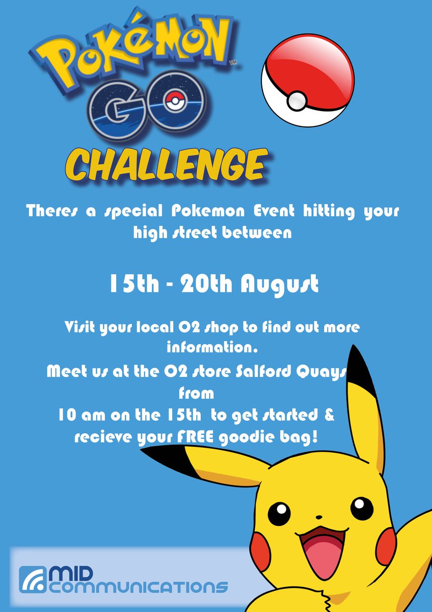 GuruBilly's tweet photo. #PokemonGO Challenge day at the #lowryoutlet !! Kids and grown up kids welcome #cash4kids @MIDCommsO2 @LowryOutlet https://t.co/075enHUEAV