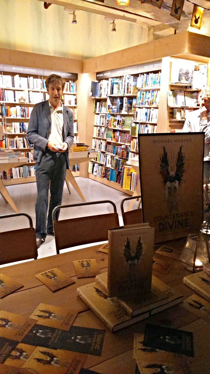 johnmurrays's tweet photo. The angel appeared at last night's #CountenanceDivine launch @WaterstonesTCR https://t.co/Njuheyc2dM