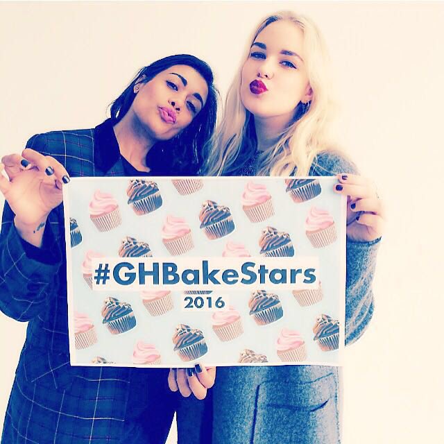 Mix_Robertson's tweet photo. @erincarelse and I are ready for #GHBakeStars later today. So excited!! 🍰🍰🍰🍰🍰 https://t.co/6At892A4RY