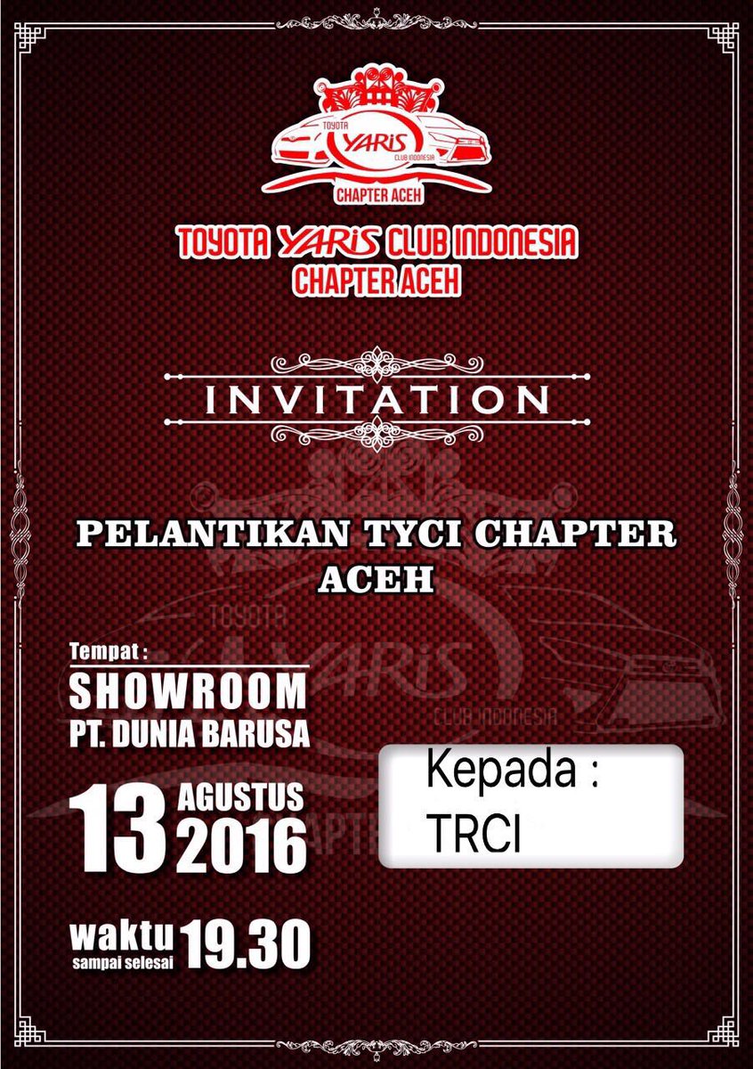 Pelantikan TYCI Aceh <a href="/Fouzi_M8/">Fouzi Muhammad</a> <a href="/DuniaBarusa/">PT. Dunia Barusa</a> <a href="/ToyotaID/">Toyota Indonesia</a> <a href="/YarisID/">Toyota Yaris</a> <a href="/yarisclub_indo/">Yaris Club Indonesia</a> <a href="/detikoto/">detikoto</a> <a href="/iloveaceh/">Komunitas @iloveaceh</a> <a href="/atjehcyber/">/</a>