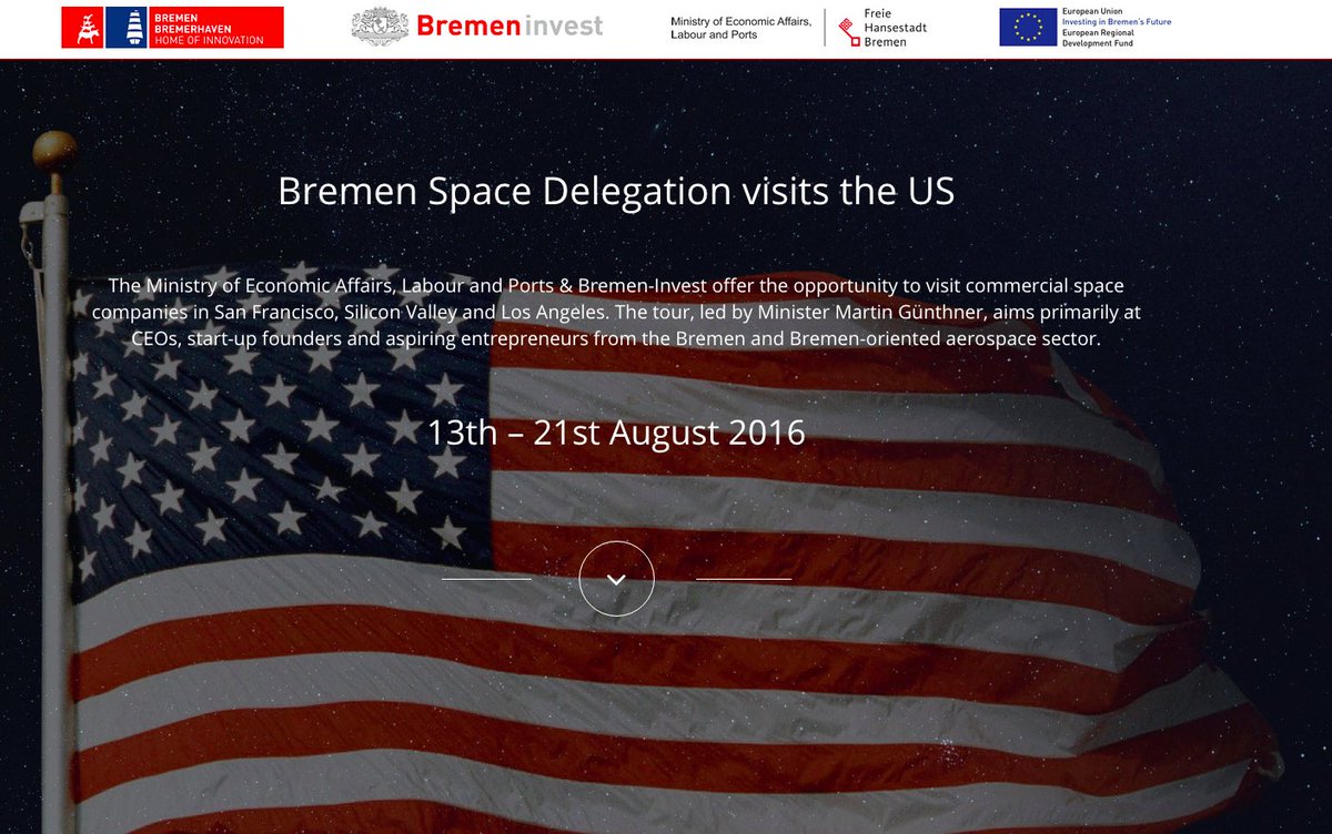 DesignDataGmbH's tweet image. Follow #BremenSpaceTour for updates from a #commercialspace tour of US #newspace #startups 2016usaspace.bremen-invest.com