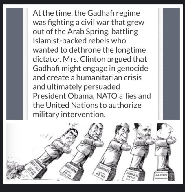 mightysparty's tweet photo. #HillaryFacts Helped create the unstableness in Libya by ousting Gadhafi which led to 4 Americans dying #Benghazi https://t.co/QML0ohh5iA