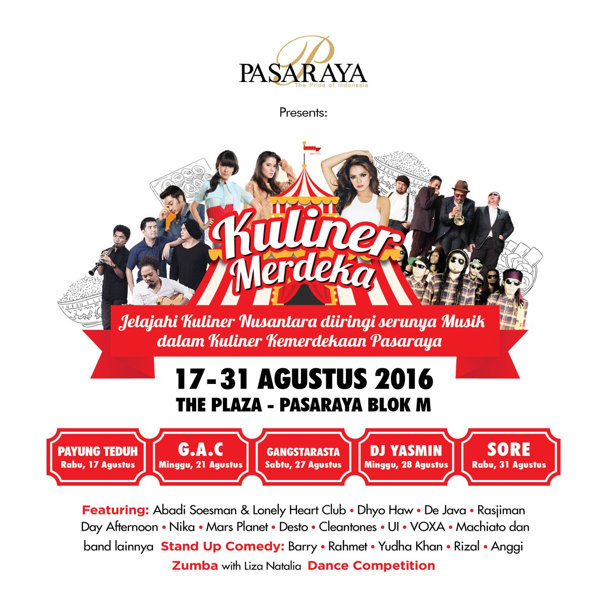 pasaraya_id's tweet photo. Rayakan Kemerdekaan dengan menjelajahi Kuliner Nusantara diiringi live music @payungteduh @GAC_music #IndonesiaPunya https://t.co/ZG46GKoPA5
