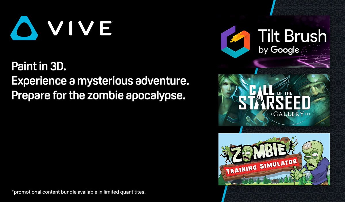 Zombies, painting, and amazing adventures! Learn all about the new Vive content bundle! tinyurl.com/jbfncbg