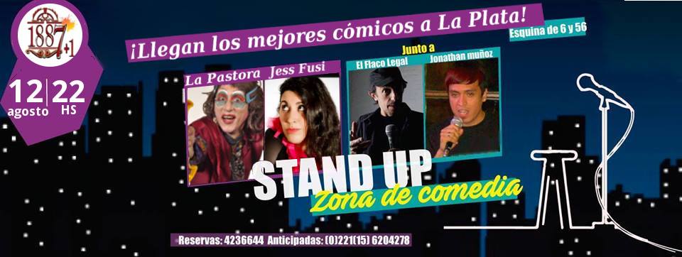 HOY 22H  @LegalStandUp <a href="/lapastoraeva/">Ariel Eres</a> <a href="/jonathanhumor/">Jonathan Muñoz</a> <a href="/jessfusi/">Jess!</a> en <a href="/1887restaurant/">1887restaurant+arte</a> 
Res: 4236644
wssp 2216204278