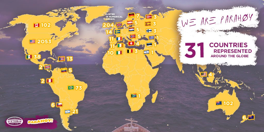 PARAHOYcruise's tweet image. #FunFactFriday: Did you know cruisers traveled to #PARAHOY from 31 different countries around the world! #represent