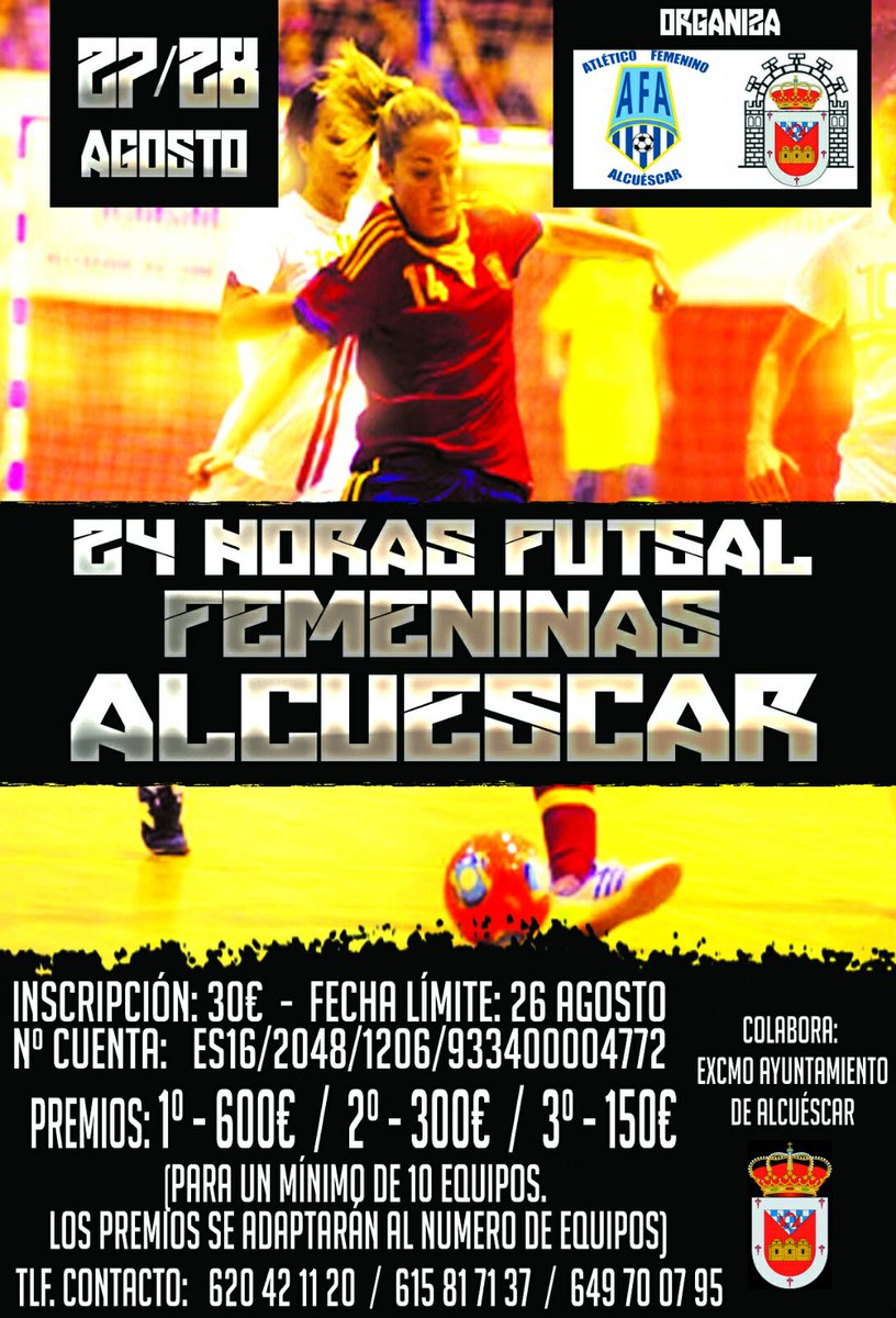 BarranteSyPunto's tweet photo. 24 HORAS FEMENINAS FUTSAL. Alcuéscar. Animaros!!!🏃⚽🏆 https://t.co/Y6tkyMzIKL