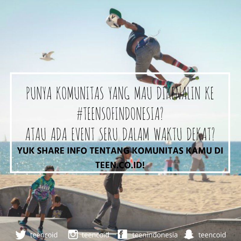 teencoid's tweet photo. Punya komunitas yang pengen dikenalin ke #TeensofIndonesia? Kirim aja info tulisanmu lewat https://t.co/a1ZAaBc6E9! https://t.co/XTmRj3MEvn