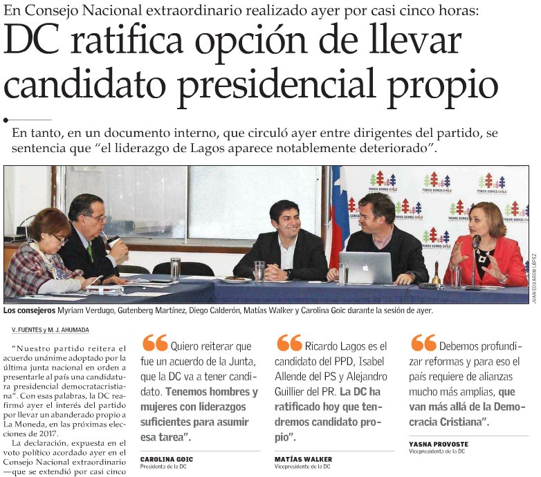 Insigna_cl's tweet photo. DC busca mayor protagonismo: anuncian que llevarán candidato presidencial propio para el 2018. https://t.co/BXPCUAdcd2