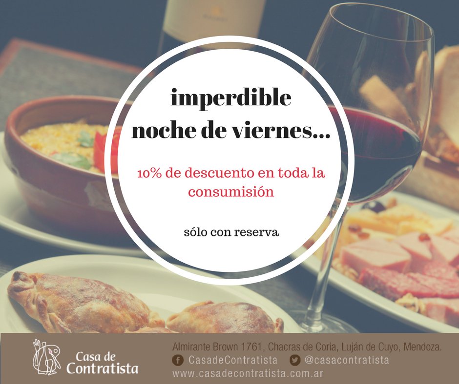 Los esperamos esta noche en <a href="/CasaContratista/">Casa de Contratista</a> para disfrutar una deliciosa cena con tu pareja o con amigos. Reservá!