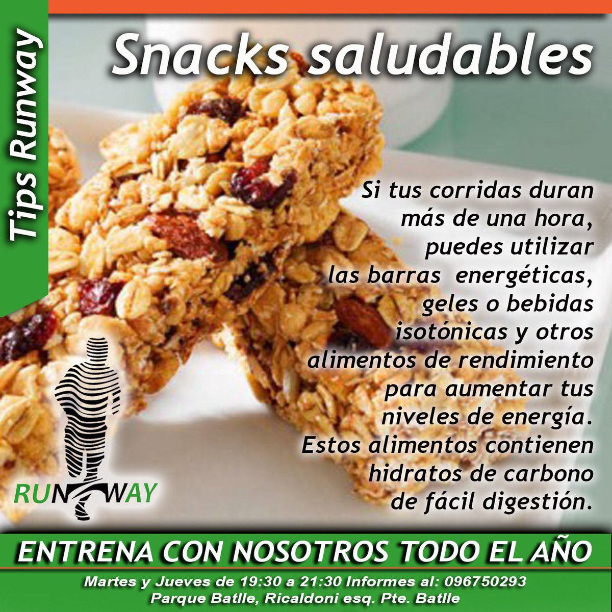 RunWayMvd's tweet photo. Snacks Saludables para correr con energía #alimentaciónsaludable #Salud #Ejercicio #Training #SinExcusas https://t.co/dFkCO4k9rf