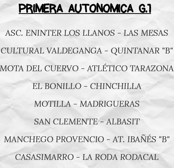 Primera jornada del Grupo I de Primera Autonómica: