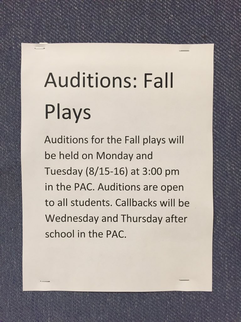 bvnwth's tweet photo. Attention anyone wanting to audition for the fall plays! https://t.co/o1M8J5wFJZ