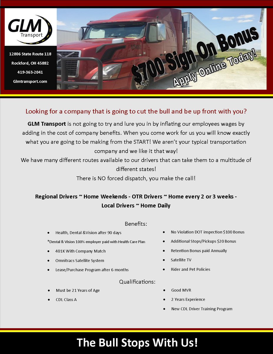 GLMTRANSPORT's tweet photo. #hiring #WhereYouAreANameNotJustATruckNumber https://t.co/FzcefXVGEc