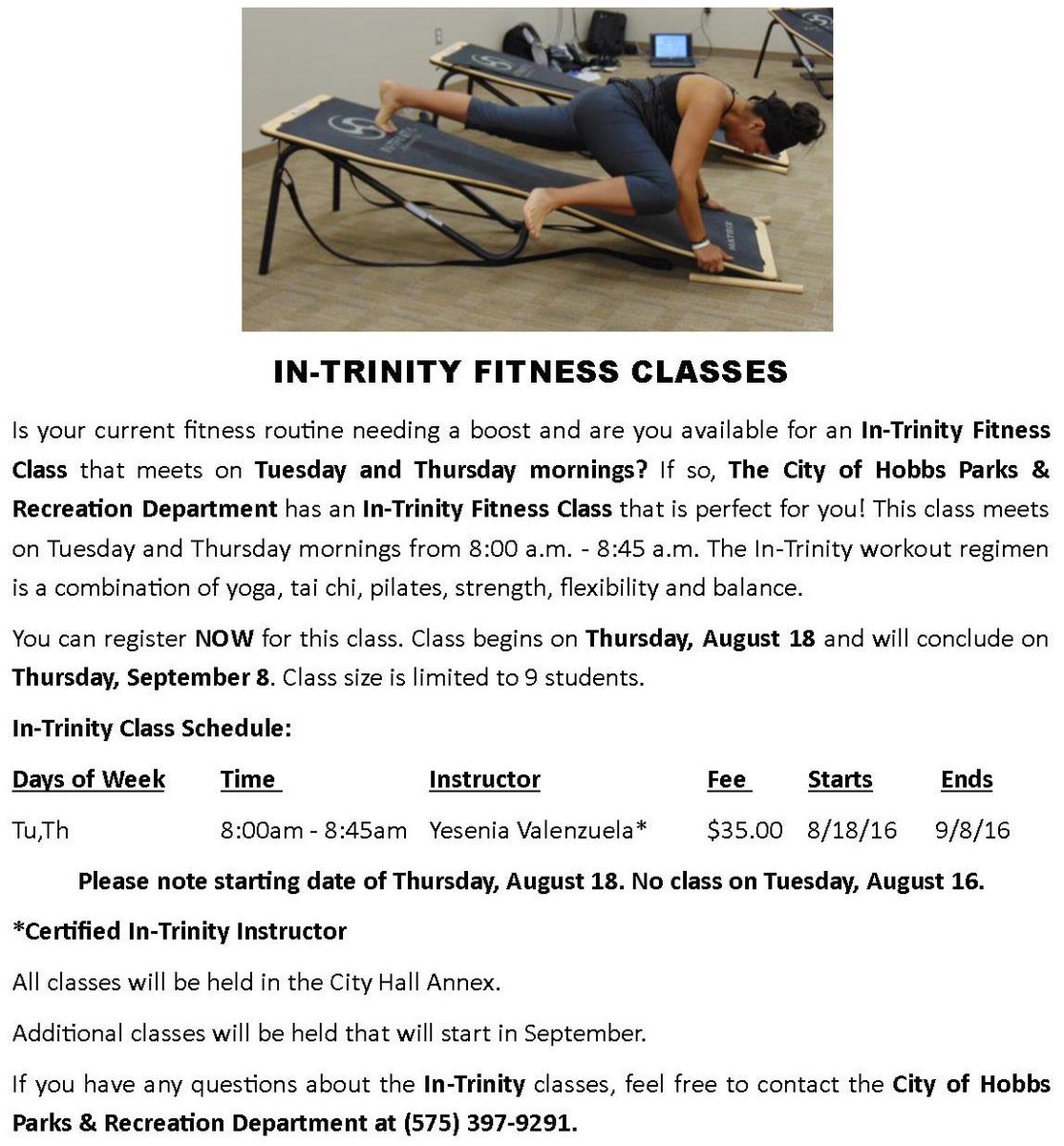 New Classes start next week!