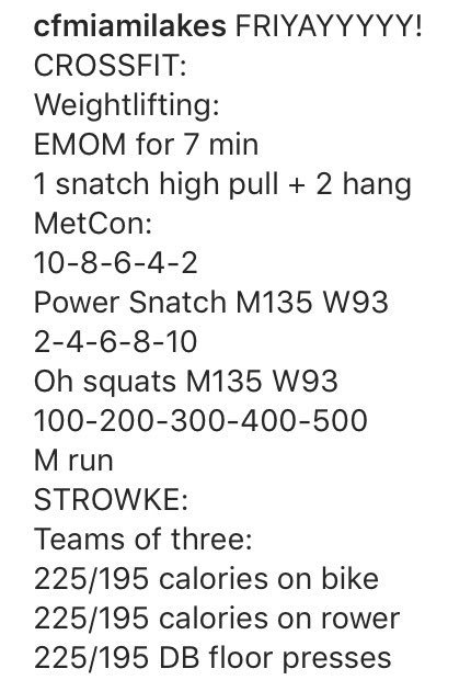 CFMiamiLakes's tweet photo. FRIYAY 😎 #WOD: https://t.co/UwOwZgMfI8