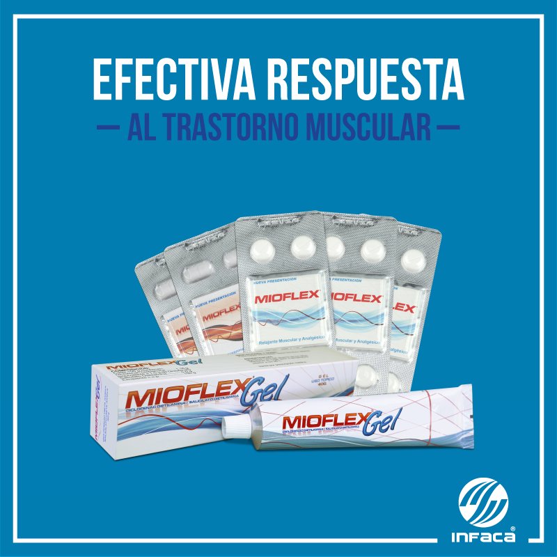 INFACARD's tweet photo. Cuando sientas incomodidad en tus músculos, #Mioflex es la efectiva respuesta al trastorno muscular. https://t.co/0dFKq9pZcM