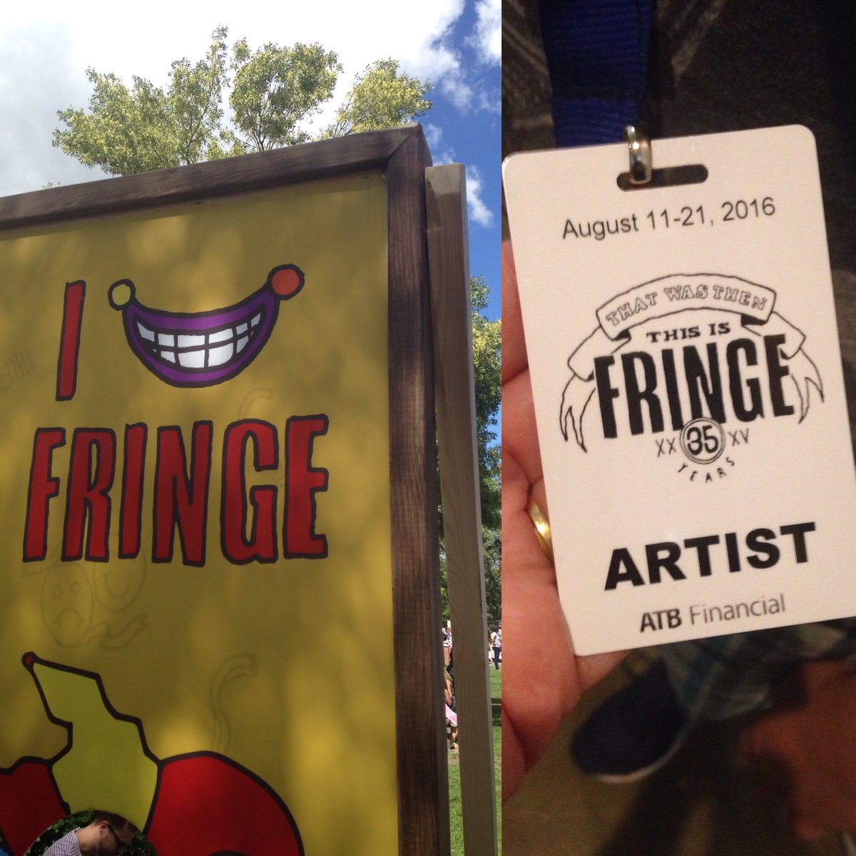 RedAnything's tweet photo. Enjoying the #Fringe on this beautiful day &amp; just being proud of our own #FringeArtist with @KidLibsGo4Broke. #yeg https://t.co/AzybcuBgxZ