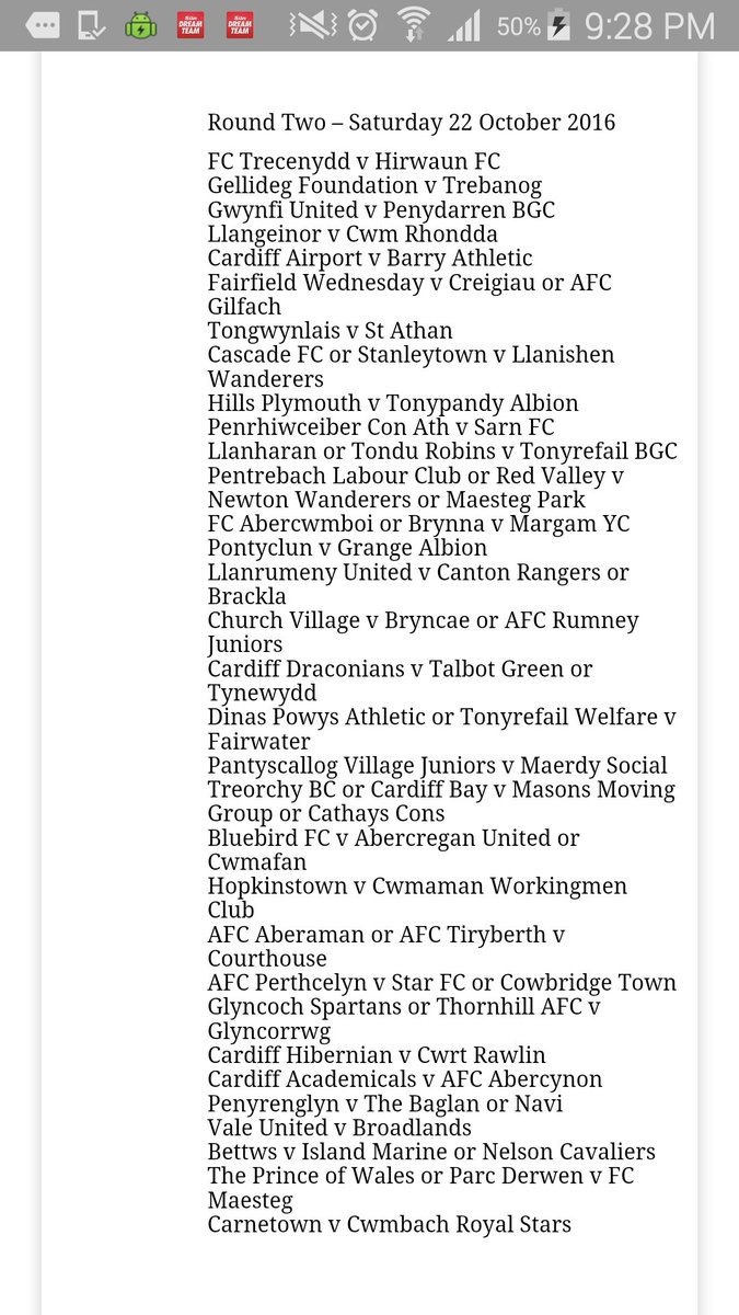 CarnetownFC's tweet photo. A TOUGH DRAW
@SouthWalesFA Intermediate Cup 1st round bye, 2nd round Home v @CwmbachRS in local derby.
#cupties https://t.co/rwE9Cb27Eq