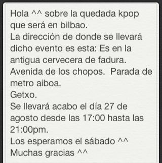 Suga_spain's tweet photo. La dirección de la quedar Kpoper en Bilabo el 27 de Agosto |Vane♉️ https://t.co/pJXgKsJwLW
