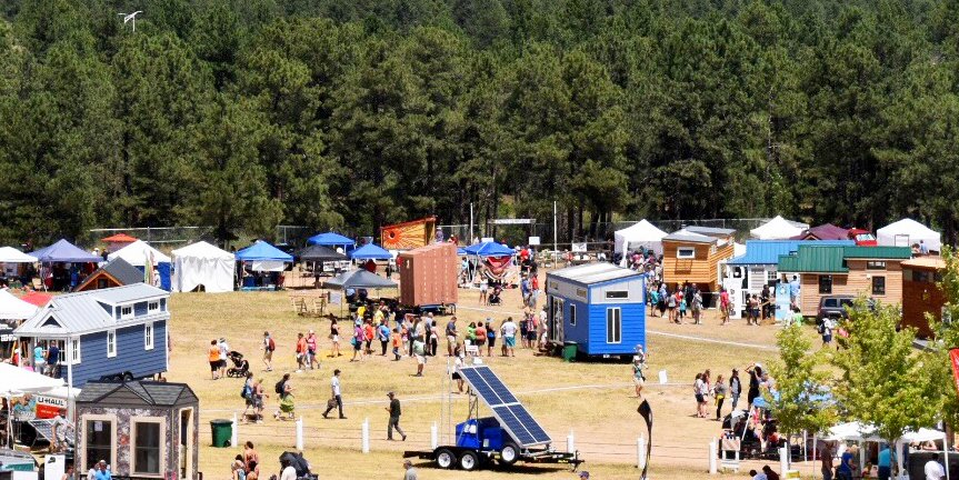 architectmag's tweet photo. Happiness is a #tinyhouse (<400SF); postcard from @SeanDavidBurke at the #tinyhousejamboree https://t.co/9h29IrgCPe https://t.co/wcFbrVcQcw