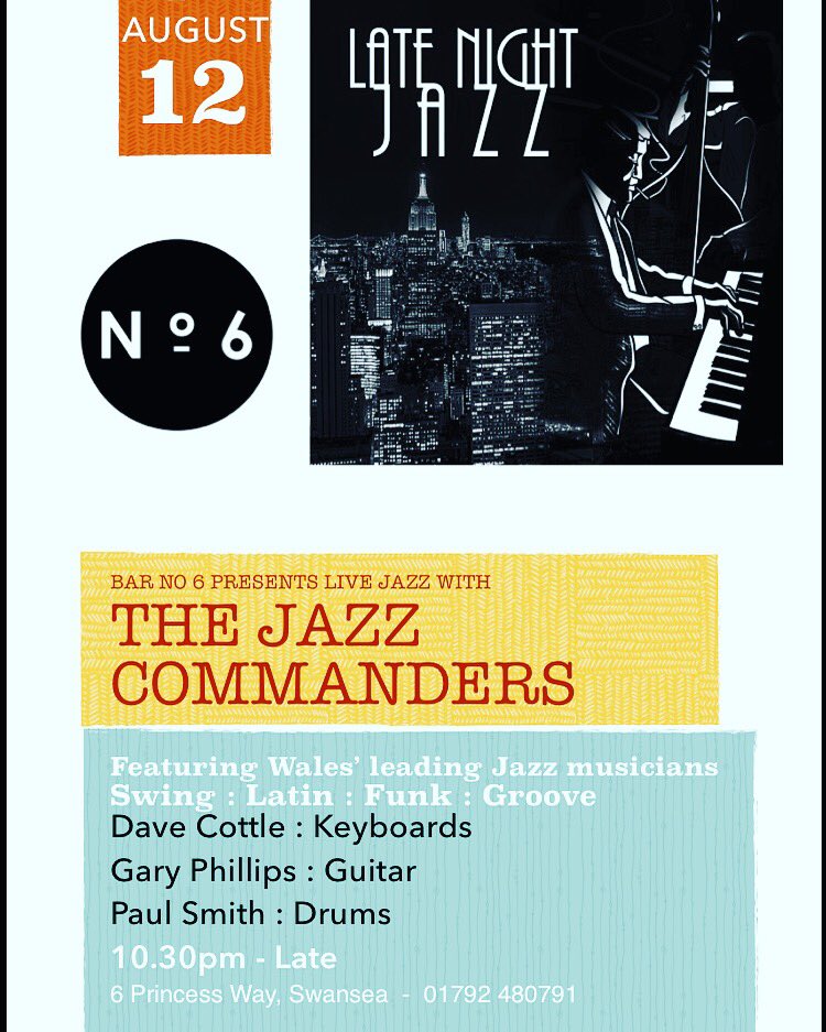NeilNavarra's tweet photo. Bit of jazz in the six tonight! @No6Swansea @swanseajazzfest https://t.co/tJLhIGdjt5