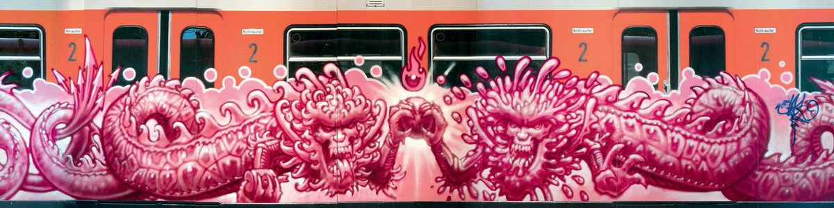 GinoAlpa's tweet photo. Da original Steel Dragons by WonAbc Munich🇩🇪 '89/'90 & da memories from 2016 #graffiti #SubwayArt #characterKing👑WON https://t.co/WlqUIfhRbu