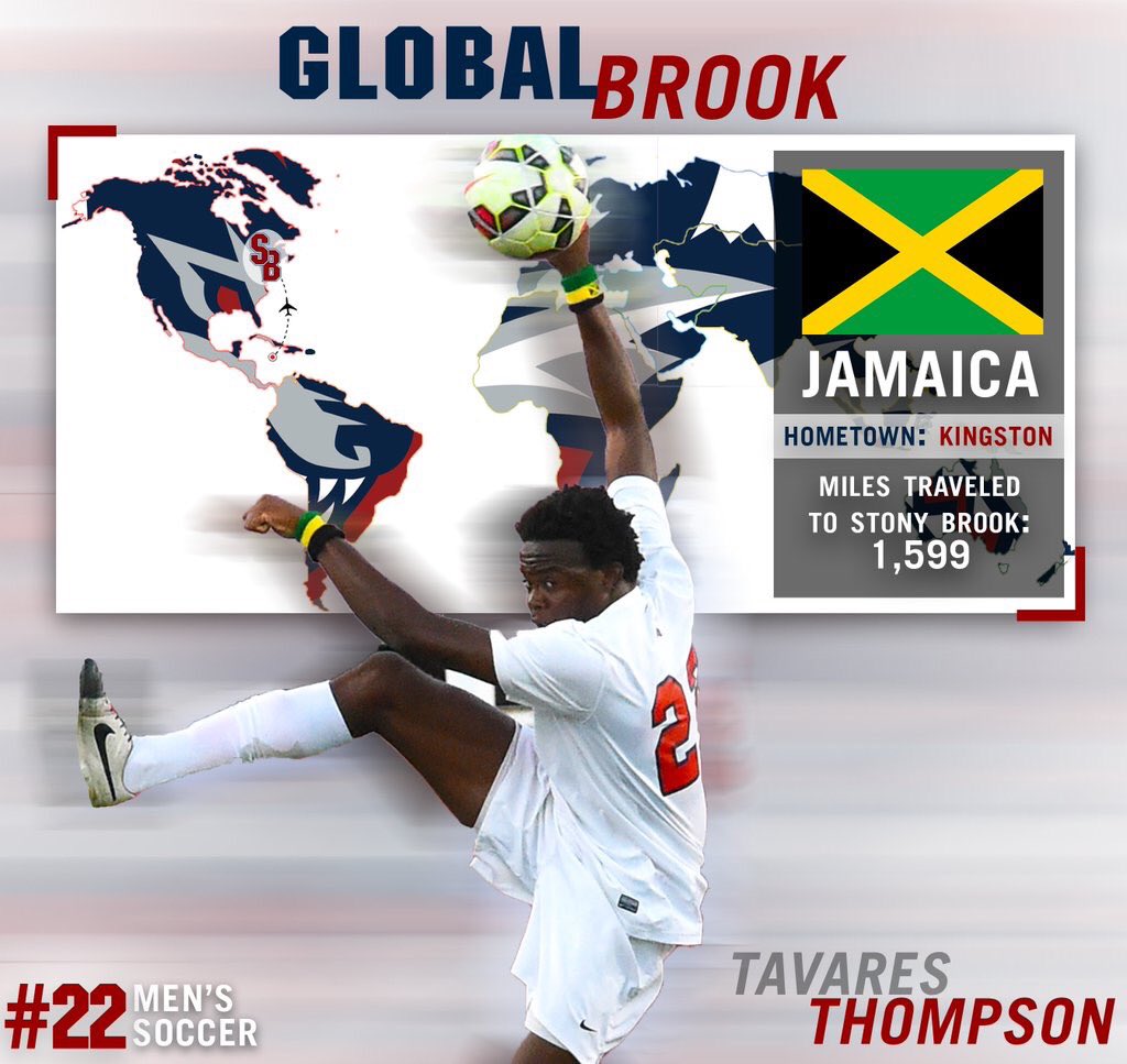 SBAthletics's tweet photo. @StonyBrookMSOC player Tavares Thompson is from Jamaica! ๐ฏ๐ฒ #GlobalBrook ๐๐พ https://t.co/CAoDEbsyDL